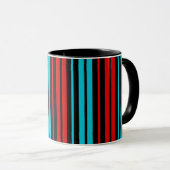 Zwart Rood Blauw Strepen Patroon Mok (Voorkant rechts)