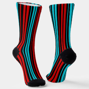 Zwart Rood Blauw Strepen Patroon   Sokken