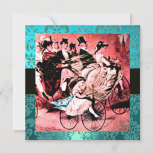 ZWART ROOD BLAUWE FIETS TROUW DAMASK MONOGRAAM KAART