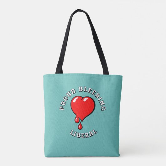 Zwart Rood Bloedend Hart Liberale Pop Art Tote Bag (Achterkant)