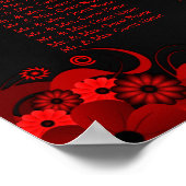 Zwart & Rood Bloemen 10 Bruiloft Tafels Zitgrafiek Poster (Hoek)