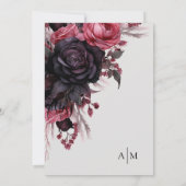 Zwart Rood Bloemen Bruiloft Kaart (Achterkant)