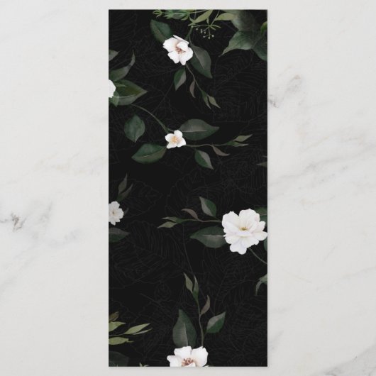 Zwart Rood Bloemen Bruiloft Menu (Achterkant)