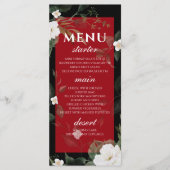 Zwart Rood Bloemen Bruiloft Menu (Voorkant)