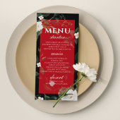 Zwart Rood Bloemen Bruiloft Menu