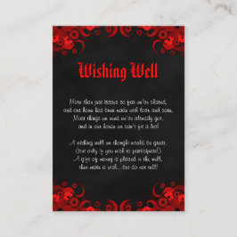 Zwart Rood Bloemen Gotische Bruiloft Wishing Well Informatiekaartje