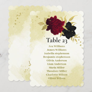 Zwart Rood Bloemen Gouden bladeren Zitkaart Kaart
