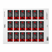 Zwart Rood Bloemen Gradiënt Elegant Modern Chique Etiket (Full Sheet)