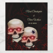 Zwart rood bloemendonker humeurig gothic schedel h wijn etiket (Enkel label)