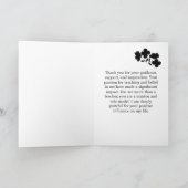 Zwart Rood Bloemig Leraar Modern Chic Waardering Bedankkaart (Binnen)