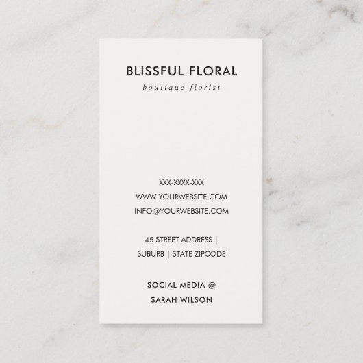 ZWART ROOD BLUSH BOURGOGNE ROOS WATERVERF BLOEMEN VISITEKAARTJE (Achterkant)