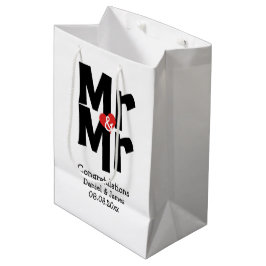 Zwart Rood Bold Modern Gepersonaliseerd Mr en Mr Medium Cadeauzakje