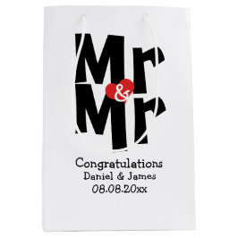Zwart Rood Bold Modern Gepersonaliseerd Mr en Mr Medium Cadeauzakje