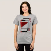 Zwart Rood Bourgondië MCM Look Geometrische kunst Tri-Blend Shirt (Voorkant volledig)