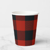 Zwart & rood Buffalo Gingham geruit patroon Papieren Bekers (Achterkant)