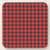Zwart Rood Buffalo Gingham Plaid Rustic  Bier Onderzetter (Voorkant)