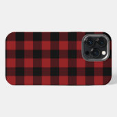 Zwart Rood Buffalo Schotse Ruit iPhone Hoesje (Achterkant horizontaal)