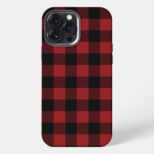 Zwart Rood Buffalo Schotse Ruit iPhone Hoesje (Achterkant)