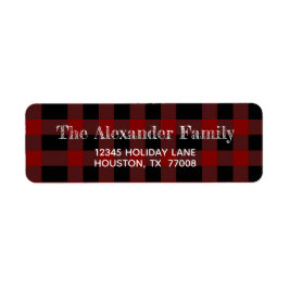 Zwart Rood Buffel Controleer Rustieke Typografie Etiket