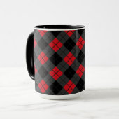 Zwart Rood Buffel Plaid Check Mok (Voorkant links)