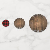 Zwart Rood Buffel Plaid Checkers Hout Bling Party Confetti (Achterkanten)