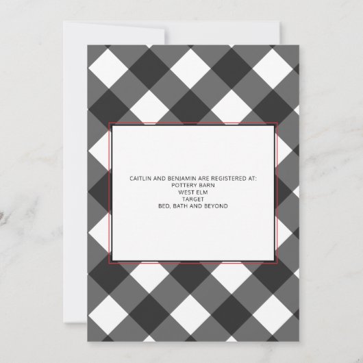 Zwart Rood Buffel Plaid I Do BBQ Verlovingsfeest Kaart (Achterkant)