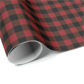 Zwart Rood Buffel Plaid Patroon Cadeaupapier (Rol Hoek)