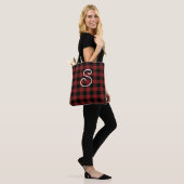 Zwart Rood Buffel Plaid Patroon Tote Bag (Op model)