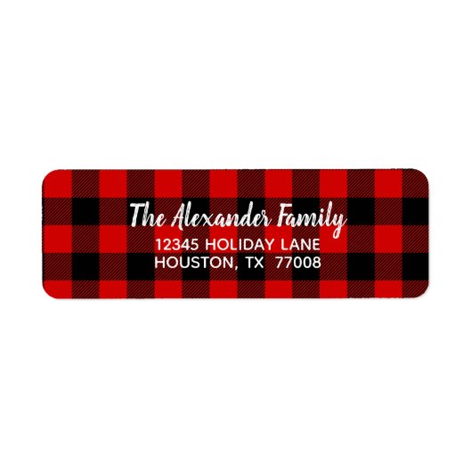 Zwart Rood Buffel Plakt Eenvoudig Script Etiket (Voorkant)