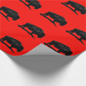 Zwart & Rood Buffel Silhouet Pop Kunst Cadeaupapier (Hoek)