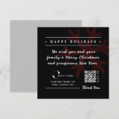 Zwart Rood Business Logo QR-kerstminima Feestdagenkaart (Voorkant / Achterkant)