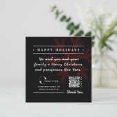 Zwart Rood Business Logo QR-kerstminima Feestdagenkaart (Staand voorkant)