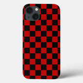 Zwart + Rood Check Checkerboard Patroon Case-Mate iPhone Case (Achterkant)