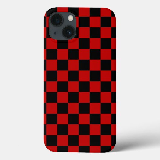 Zwart + Rood Check Checkerboard Patroon Case-Mate iPhone Case (Achterkant)
