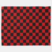 Zwart + Rood Check Checkerboard Patroon Fleece Deken (Voorkant (Horizontaal))
