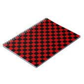 Zwart + Rood Check Checkerboard Patroon Notitieboek (Linkerzijde)