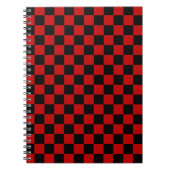 Zwart + Rood Check Checkerboard Patroon Notitieboek (Voorkant)