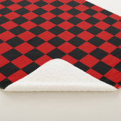 Zwart + Rood Check Checkerboard Patroon Sherpa Deken (3/4)