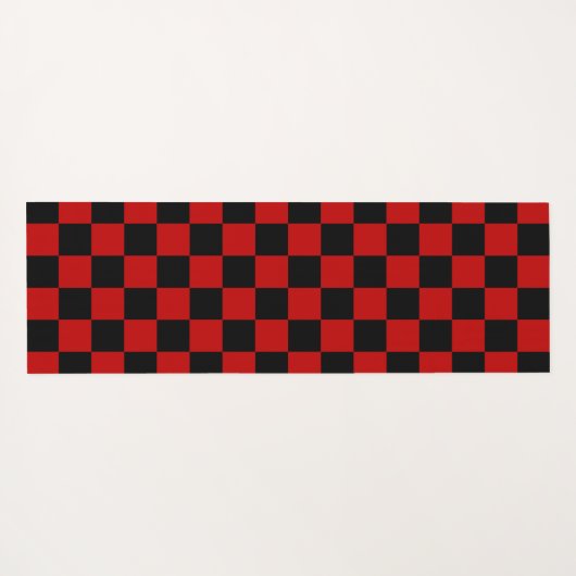 Zwart + Rood Check Checkerboard Patroon Yogamat (Achterkant (horizontaal))