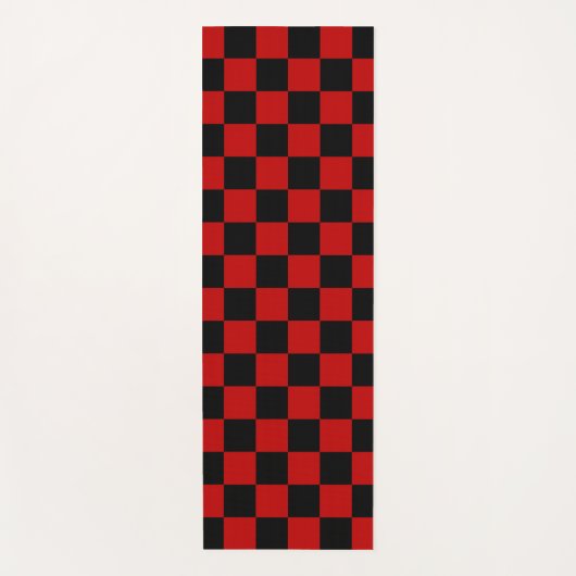 Zwart + Rood Check Checkerboard Patroon Yogamat (Voorkant)