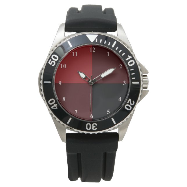 Zwart Rood Check Watch Horloge (Voorkant)