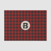 Zwart & Rood Checker Grunge Monogram Initiaal Tissuepapier (Voorkant)