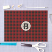 Zwart & Rood Checker Grunge Monogram Initiaal Tissuepapier (Craft)
