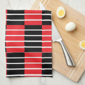 Zwart rood cheques en strepen patroon theedoek (Quarter Fold)