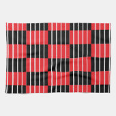 Zwart rood cheques en strepen patroon theedoek (Horizontaal)