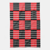 Zwart rood cheques en strepen patroon theedoek (Verticaal)