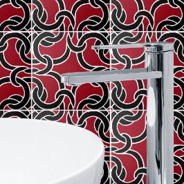 Zwart & rood chic Keltische knoop naadloos patroon Tegeltje