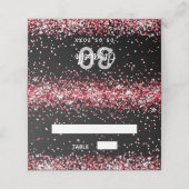 Zwart rood confetti verjaardagsfeestje plaatskaartje (Buitenkant ongevouwen)