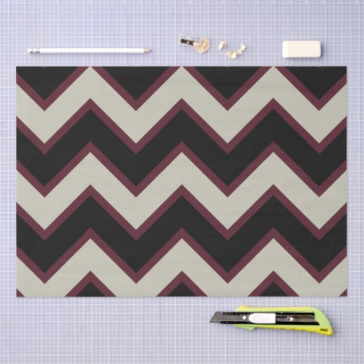 Zwart rood crème Chevron Tissuepapier (Craft)