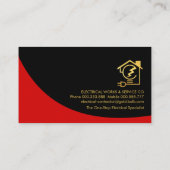 Zwart Rood Curvature Letter-e Bulb Home Visitekaartje (Achterkant)